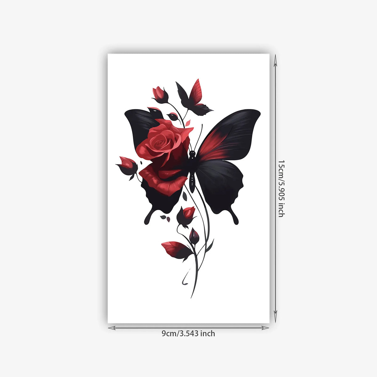 Temporary Tattoo Sticker, Exquisite Butterfly and Rose Design, Realistic Temporary Tattoo, Waterproof Body Art Sticker for Women