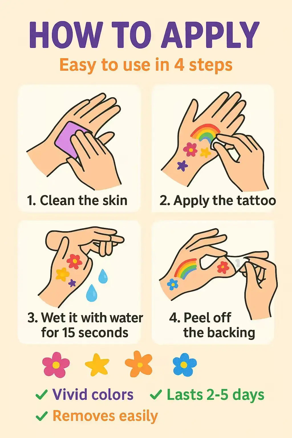 INKARTLINK Temporary Tattoo Stickers Hand Drawing Waterproof Color Printing Temporary Tattoo Party Supplies DIY Stickers