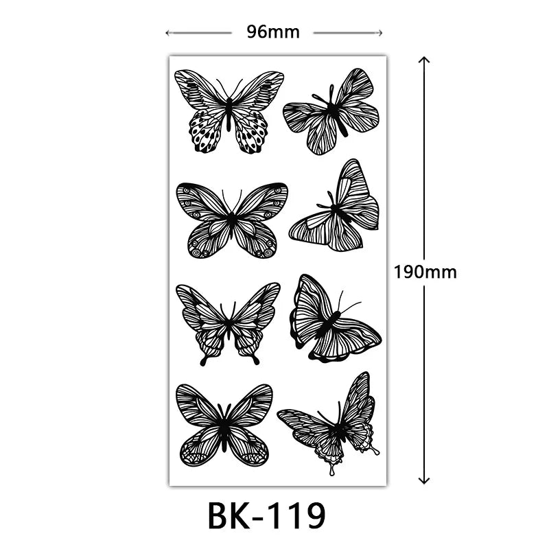 Black Large Flower False Tattoo Sticker For Women Rose Peony Temporary DIY Water Transfer Tattoos Girls Hand Back Body Art