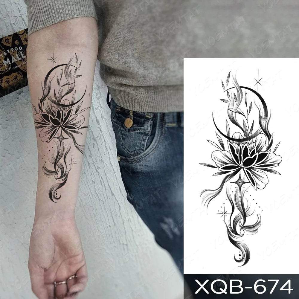 Waterproof Temporary Tattoo Sticker Butterfly Flower Totem Flash Tatto Y2k Style Body Art Arm Leg Waist Fake Tatoo Men Women