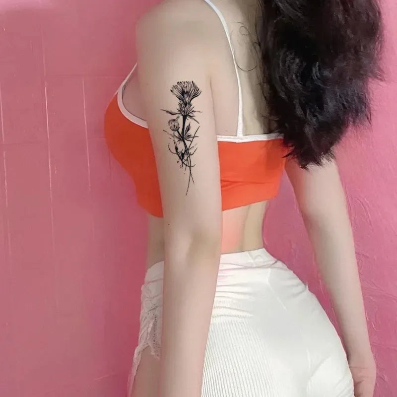 Herbal Juice Rose Flower Temporary Tattoos for Women Arm Sexy Punk Waterproof Tattoo Stickers Art Lasting Floral Fake Tattoo