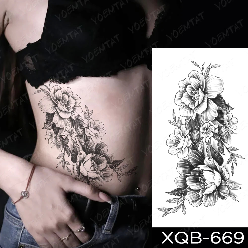 Waterproof Temporary Tattoo Sticker Butterfly Flower Totem Flash Tatto Y2k Style Body Art Arm Leg Waist Fake Tatoo Men Women