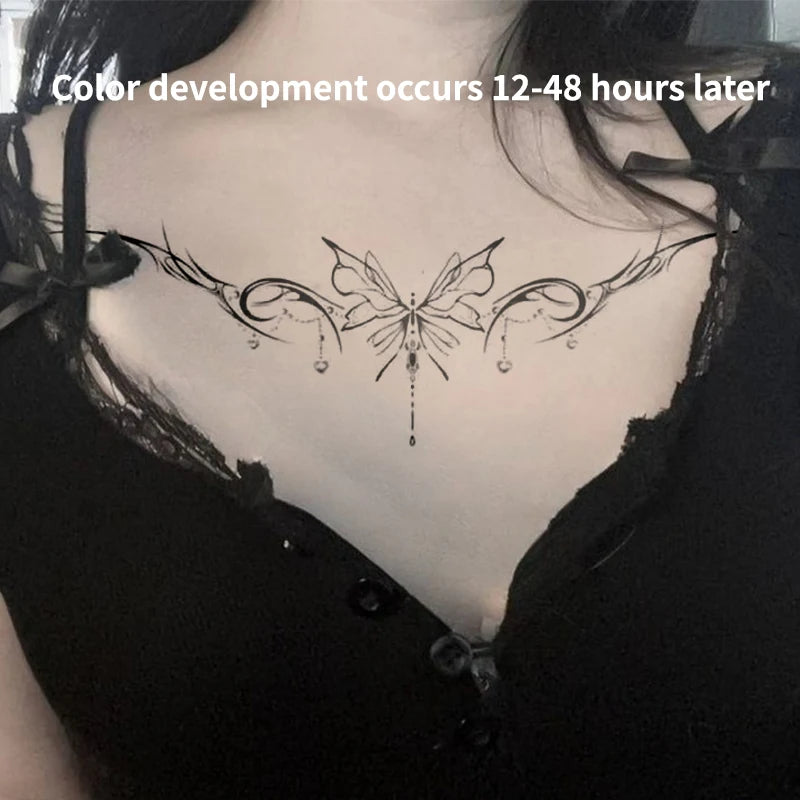 Sexy Butterfly Succubus Herbal Juice Tattoo Sticker Temporary Tattoos Fake Tatto for Women Waterproof Tatuaje Tatoo New Toys Art