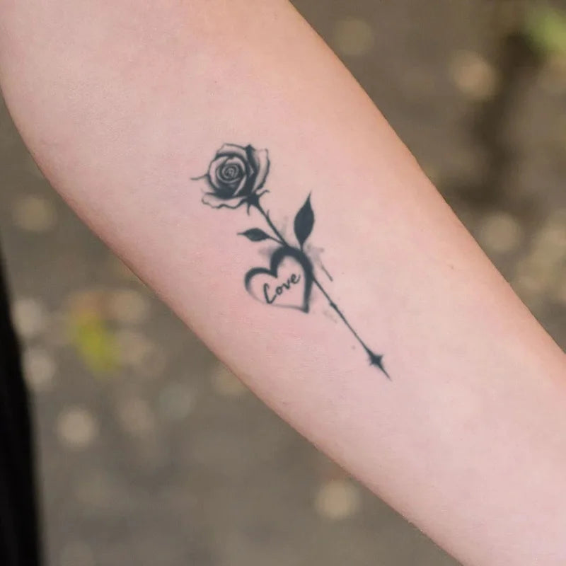 Rose Herbal Temporary Tattoo Stickers, Long-lasting Waterproof for One to Two Weeks, Fake Tattoo for Women, Arm, Neck, Leg