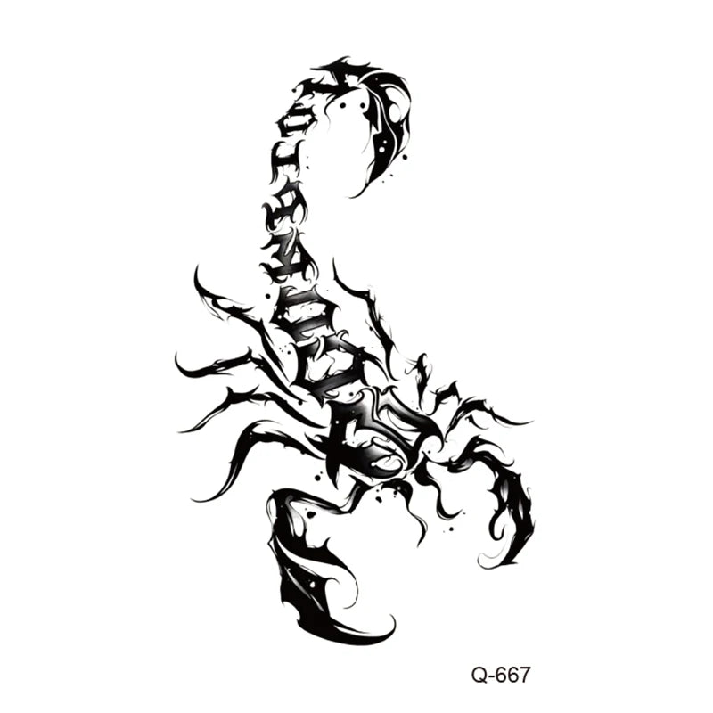 Small Animal Wolf Lion Scorpion Men Waterproof Temporary Tattoo Sticker Wing Sword Helmet Body Art Wrist Neck Fake Mini Tatoo