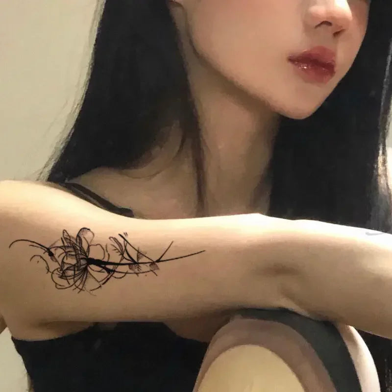 Herbal Juice Rose Temporary Tattoos for Women Arm Sexy Flower Tattoo Stickers Art Lasting Cover Scars Waterproof Fake Tattoo
