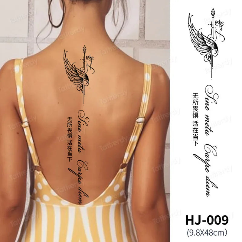 Butterfly Text Rose Flower Temporary Tattoo Stickers Long Lasting 2 Weeks Herbal Juice Ink Body Art Back Leg Chest Tattoo Women
