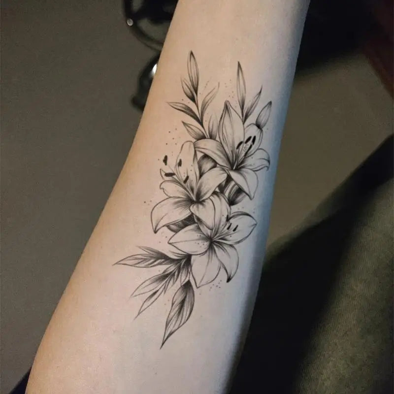 New 1 Sheet Flower Temporary Tattoo,Lasts To 15 Days Waterproof Semi Permanent Sticker,For Women's Holiday Parties