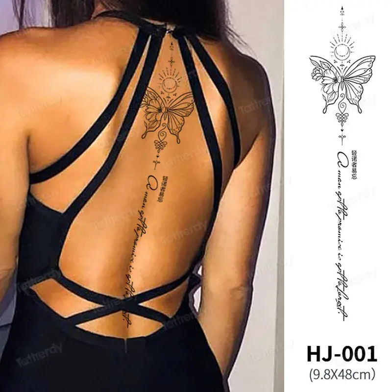 Butterfly Text Rose Flower Temporary Tattoo Stickers Long Lasting 2 Weeks Herbal Juice Ink Body Art Back Leg Chest Tattoo Women