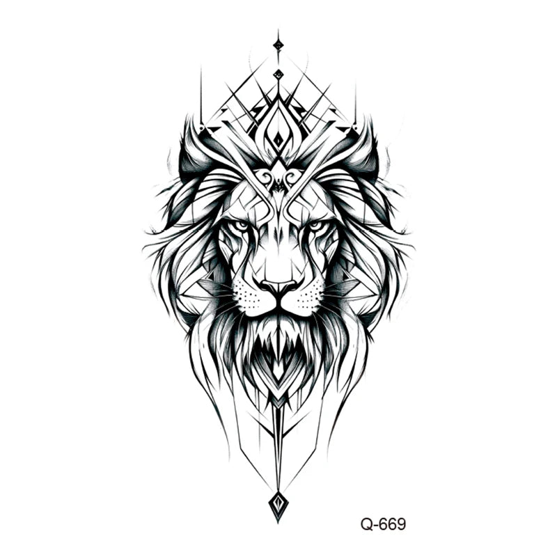 Small Animal Wolf Lion Scorpion Men Waterproof Temporary Tattoo Sticker Wing Sword Helmet Body Art Wrist Neck Fake Mini Tatoo