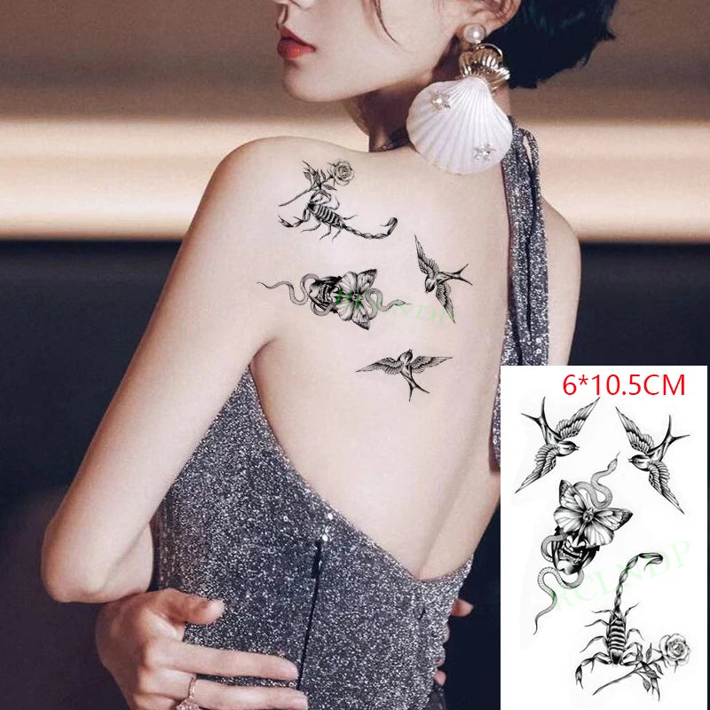 Waterproof Temporary Tattoo Sticker creative crawling black snake personality Flash Tatto Fake Tatoo For Girl Women Men