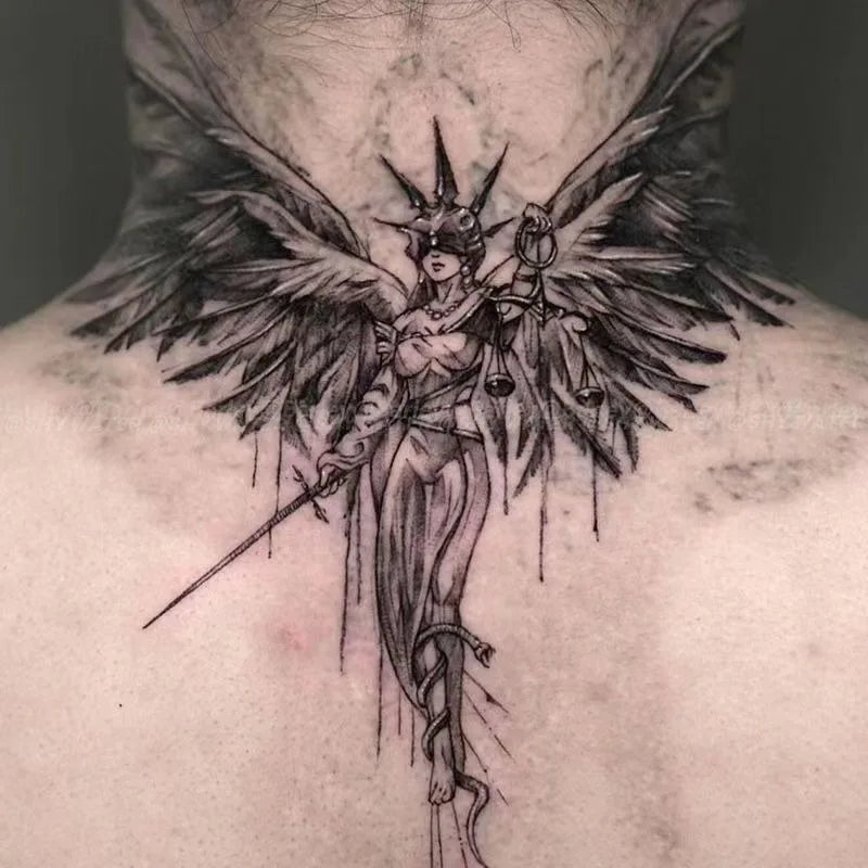Herbal Angel Temporary Tattoos for Woman Man American Style Art Tattoo Sticker Semi Permanent Fake Tattoo Realistic Cover Scar