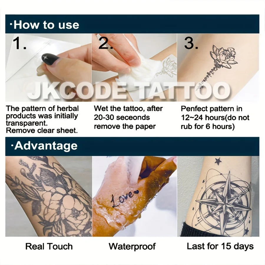 2-Piece Semi-Permanent Tattoo Set |   Geometric Flower Ring Tattoo Stickers, Mini Tattoos, Finger Tattoos |   Waterproof Tattoos for Men, Realistic Tattoos, Tattoos for Women's Hands, Magic Tattoos, Lasts 1-2 Weeks, Perfect G