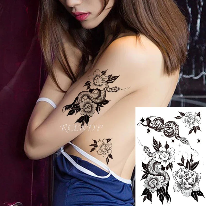 Waterproof Temporary Tattoo Sticker Butterfly Flower wing fake tatto flash tatoo tatouage temporaire waist chest for women girl
