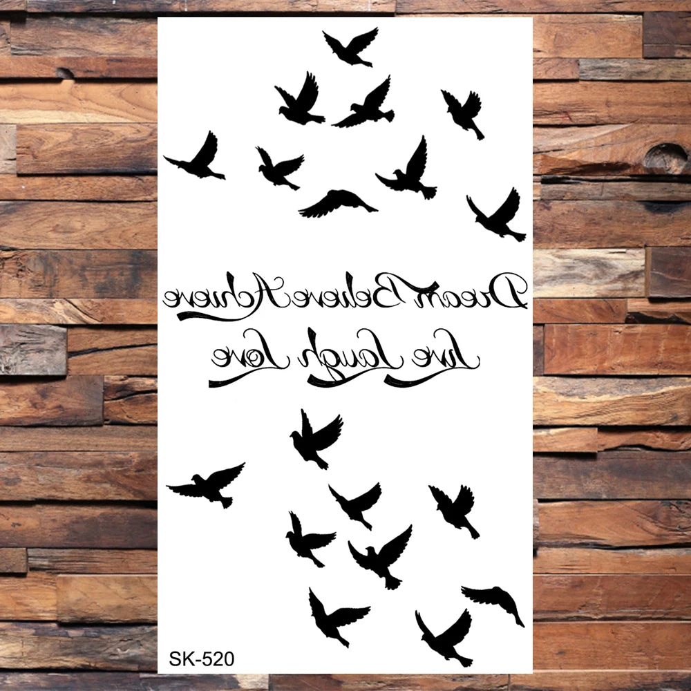 AQ-066 Women Sexy Finger Wrist Flash Fake Tattoo Liberty Small swallow Birds Flying Design Waterproof Temporary Tattoos Stickers