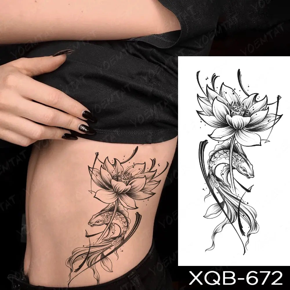 Waterproof Temporary Tattoo Sticker Butterfly Flower Totem Flash Tatto Y2k Style Body Art Arm Leg Waist Fake Tatoo Men Women