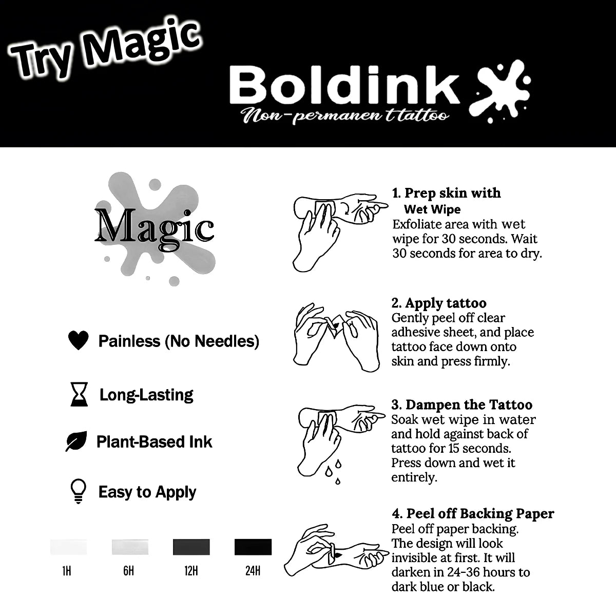 Butterfly Temporary Tattoo,Lasts To 15 Days New Technology Magic Waterproof Semi Permanent Sticker.