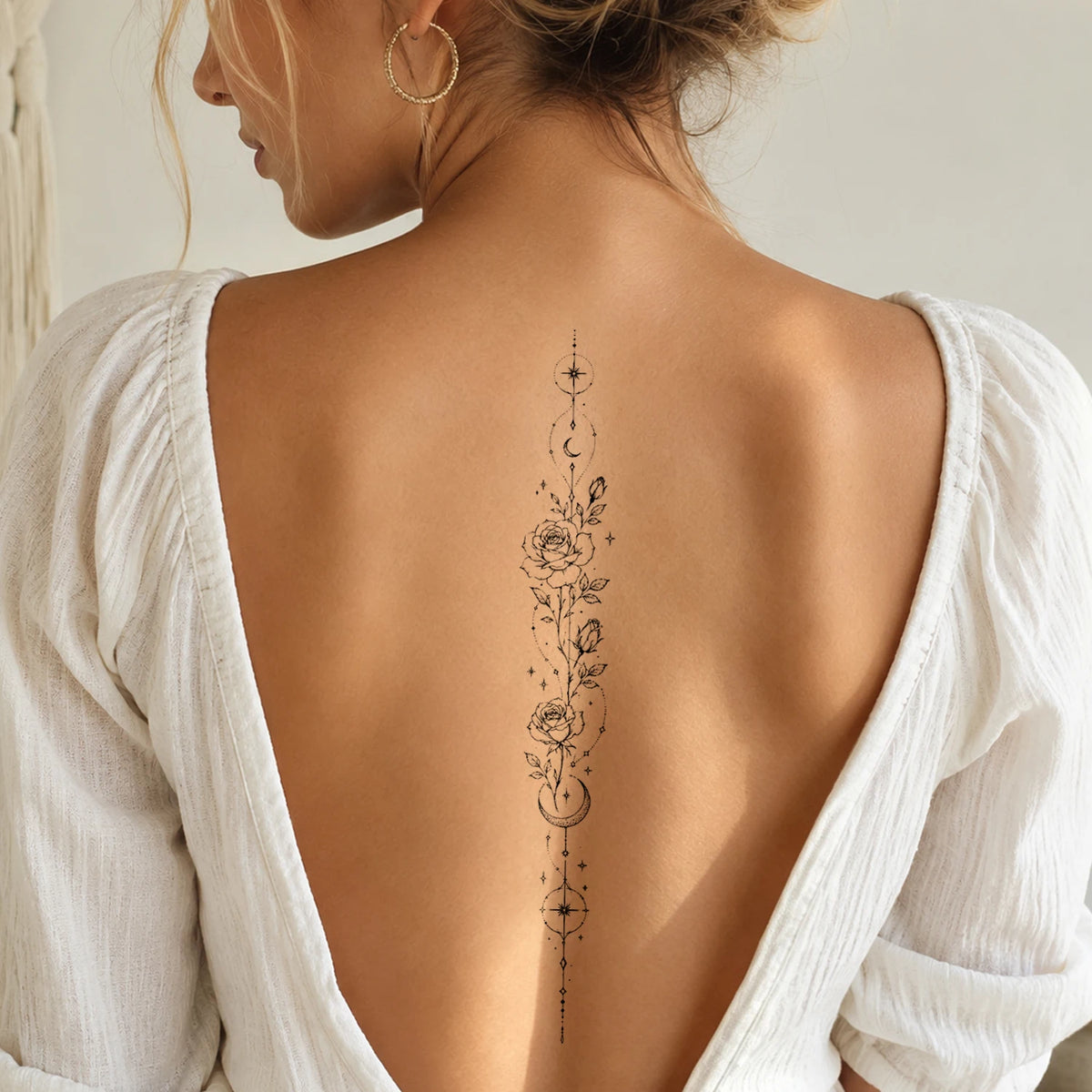 Simple Vines Line Temporary Tattoos For Women-8 Sheet Branch Flower Leaf Wild Plant Sketch Realistic Black Long-lasting Waterpro