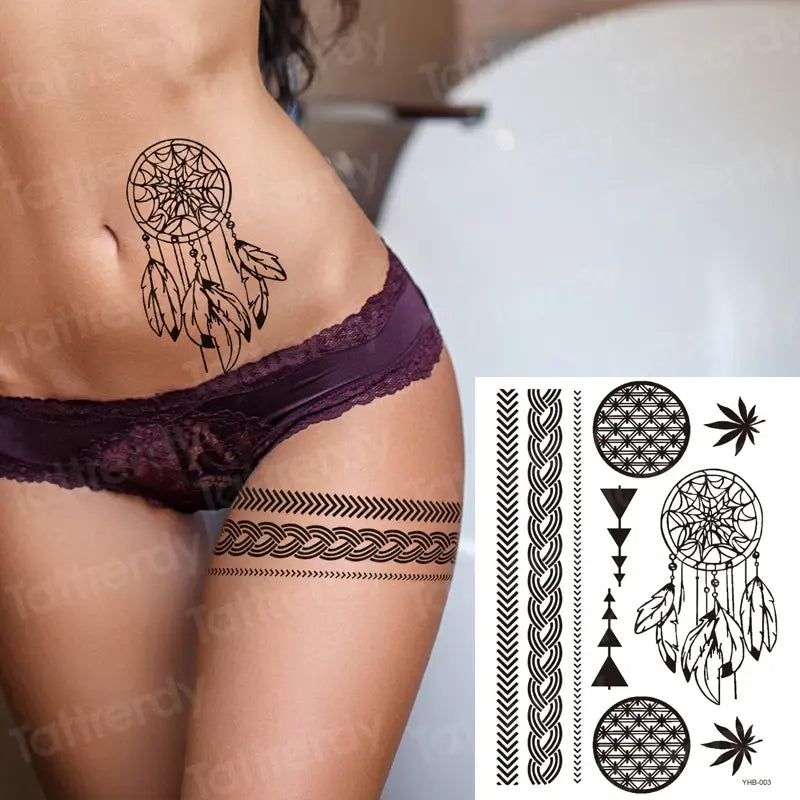 wrist bracelet tattoo henna lace pattern black sexy indian mandala temporary tattoo sticker hand rose tatoo flower jewelry decal
