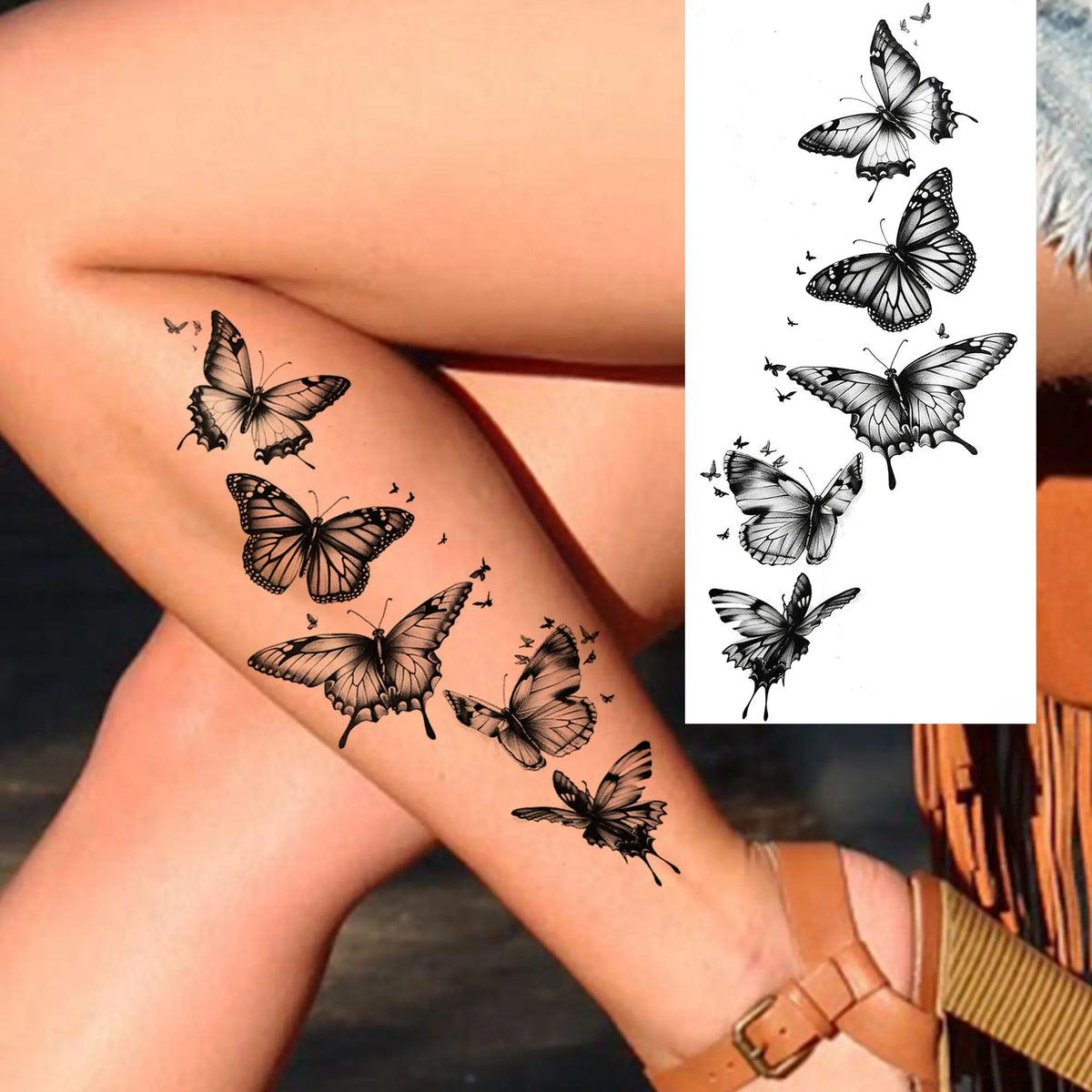 1 Sheet Watercolor Rose Butterfly Temporary Tattoos For Women Realistic Fake Tattoos Waterproof Body Art Tatoo Sticker Last Long