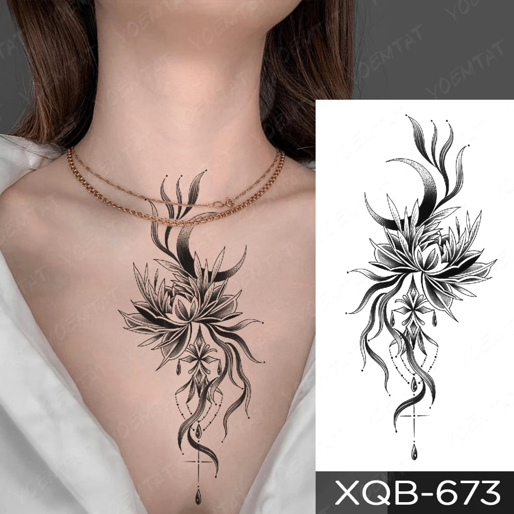 Waterproof Temporary Tattoo Sticker Butterfly Flower Totem Flash Tatto Y2k Style Body Art Arm Leg Waist Fake Tatoo Men Women