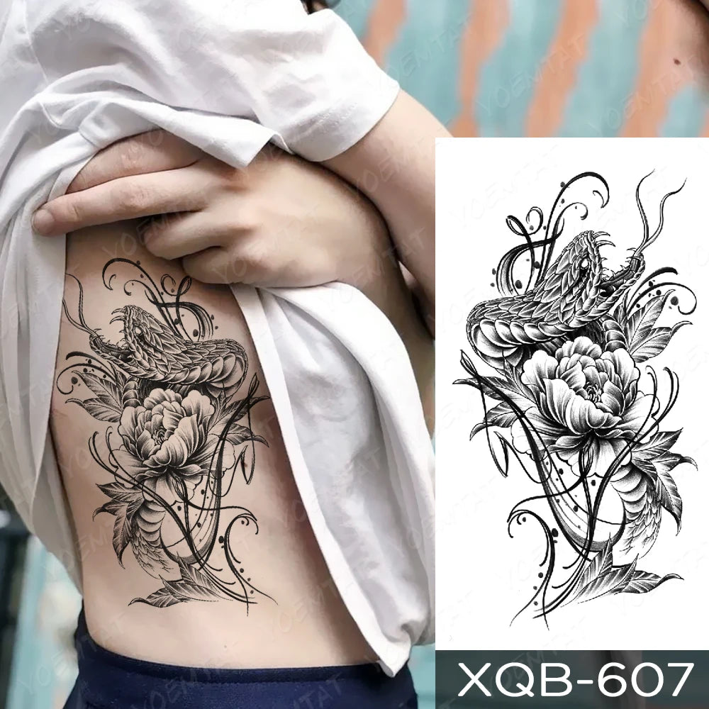 Waterproof Temporary Tattoo Sticker Butterfly Flower Totem Flash Tatto Y2k Style Body Art Arm Leg Waist Fake Tatoo Men Women