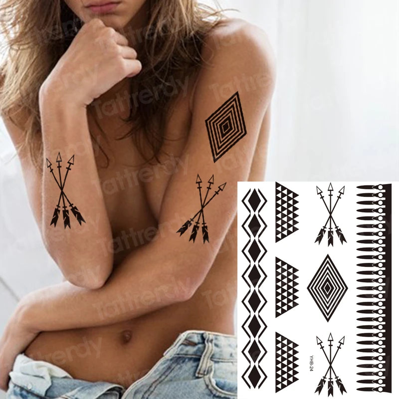 sexy tattoo for women thigh tattoo body art black henna lace tattoo sticker girls leg arm sleeve tatoo stockings waterproof