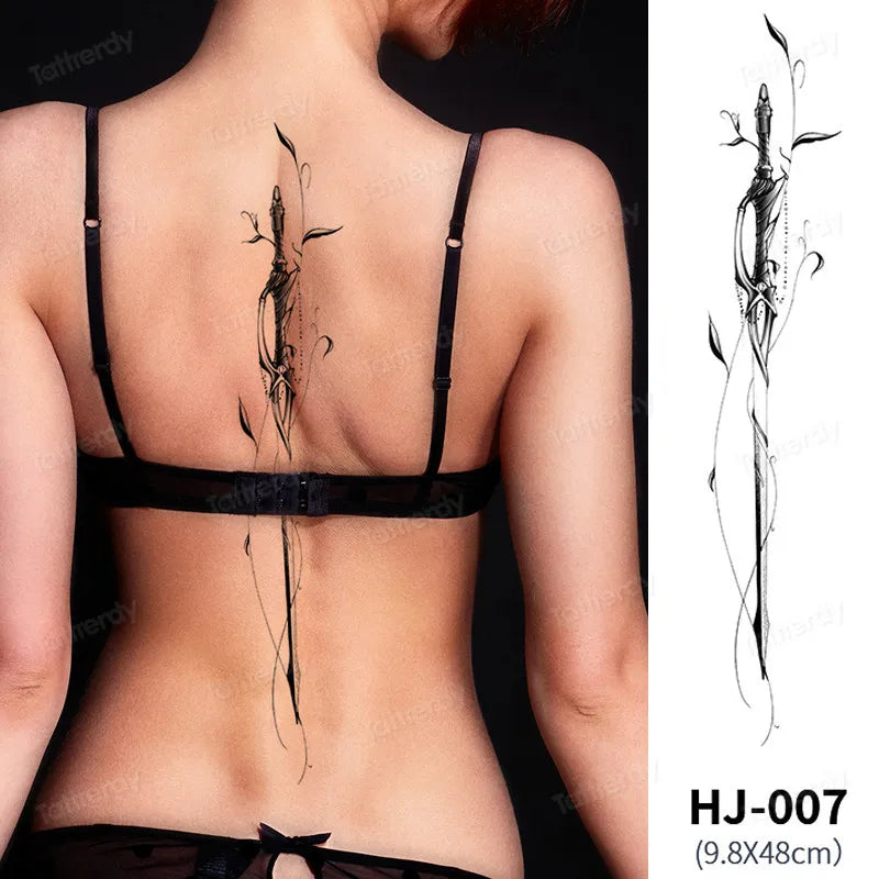 Butterfly Text Rose Flower Temporary Tattoo Stickers Long Lasting 2 Weeks Herbal Juice Ink Body Art Back Leg Chest Tattoo Women