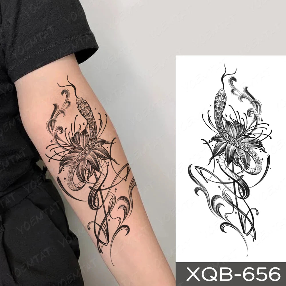 Waterproof Temporary Tattoo Sticker Butterfly Flower Totem Flash Tatto Y2k Style Body Art Arm Leg Waist Fake Tatoo Men Women