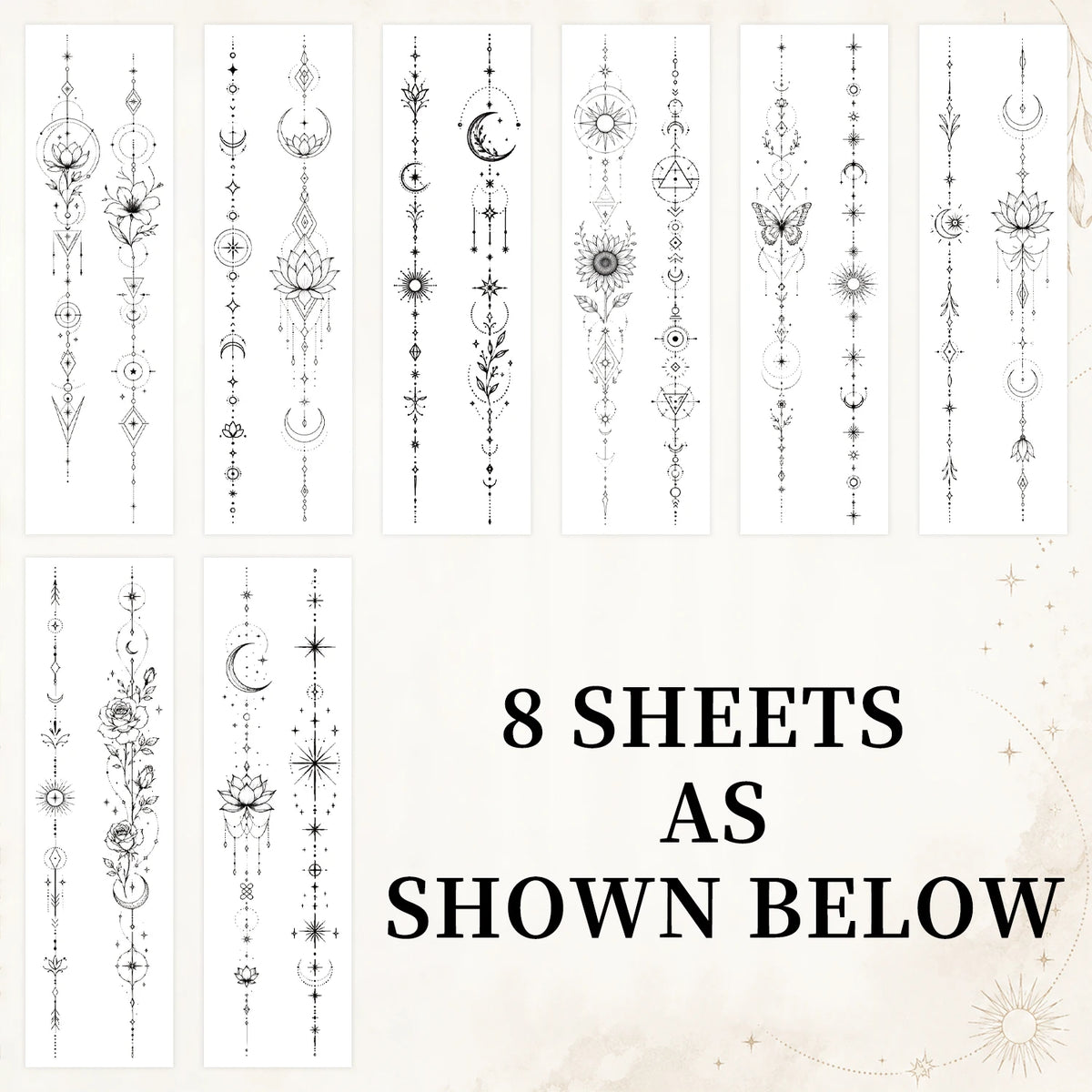 Simple Vines Line Temporary Tattoos For Women-8 Sheet Branch Flower Leaf Wild Plant Sketch Realistic Black Long-lasting Waterpro