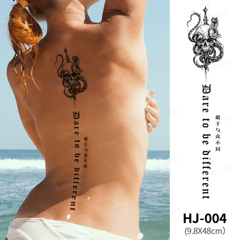 Butterfly Text Rose Flower Temporary Tattoo Stickers Long Lasting 2 Weeks Herbal Juice Ink Body Art Back Leg Chest Tattoo Women