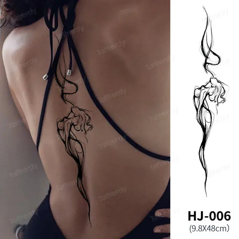 Butterfly Text Rose Flower Temporary Tattoo Stickers Long Lasting 2 Weeks Herbal Juice Ink Body Art Back Leg Chest Tattoo Women