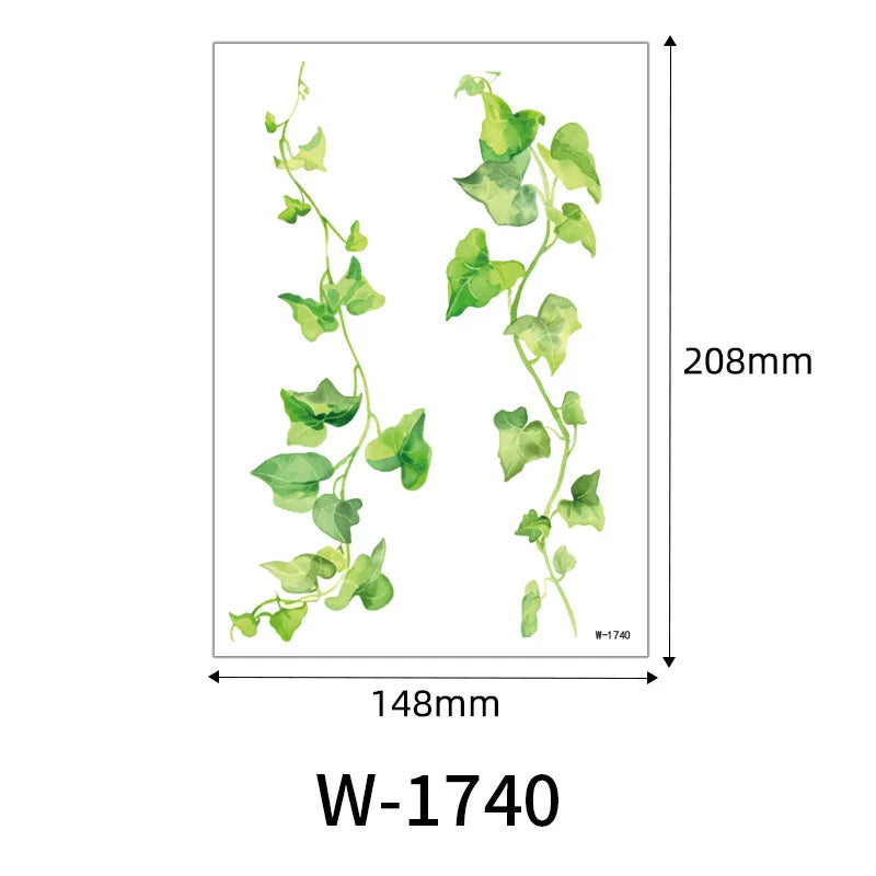 1 Sheet Flower Leaf Temporary Tattoos for Women Floral Hand Tattoo Body Art Fake Tattoo Waterproof