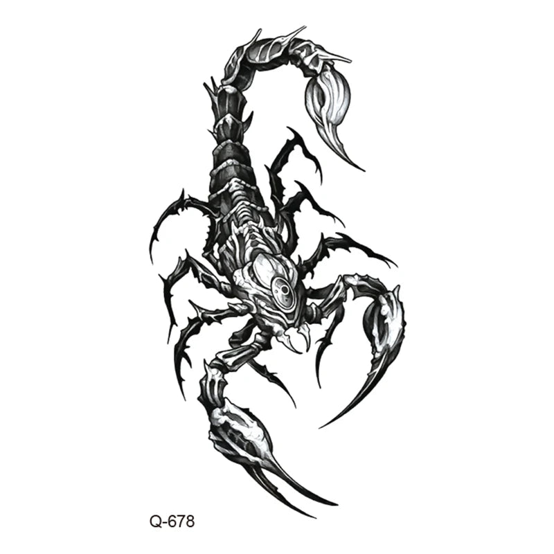 Small Animal Wolf Lion Scorpion Men Waterproof Temporary Tattoo Sticker Wing Sword Helmet Body Art Wrist Neck Fake Mini Tatoo