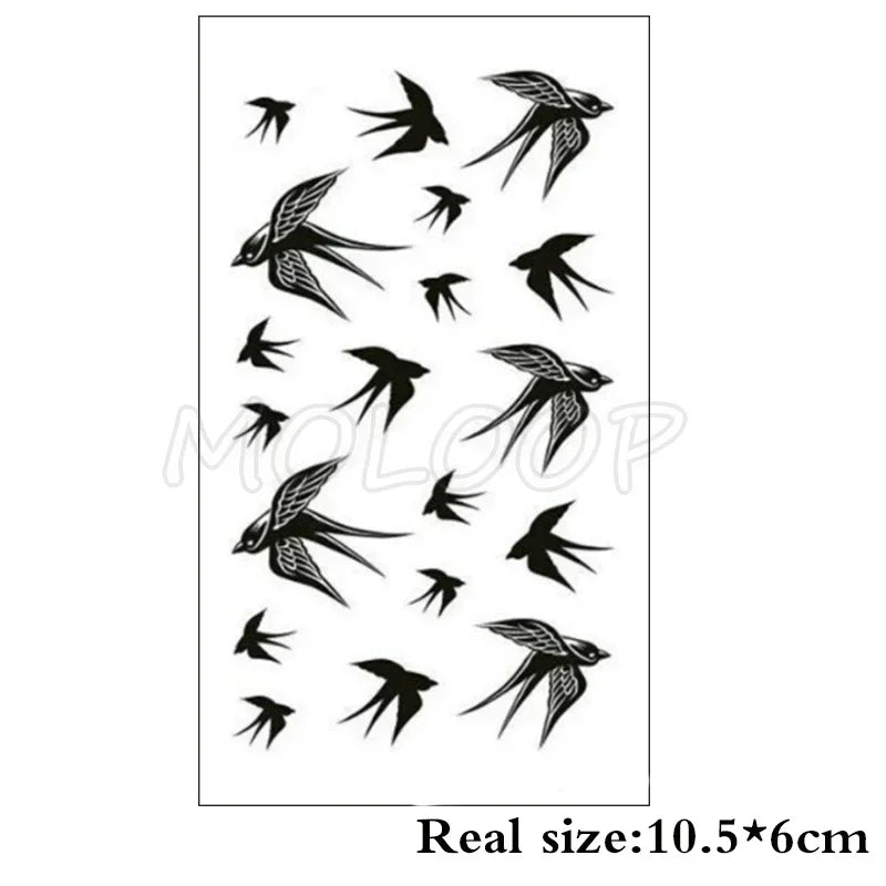 Waterproof Temporary Tattoo Sticker bird animal pattern small Tatoo Stickers Flash Fake Tattoos for girl Men Women kid