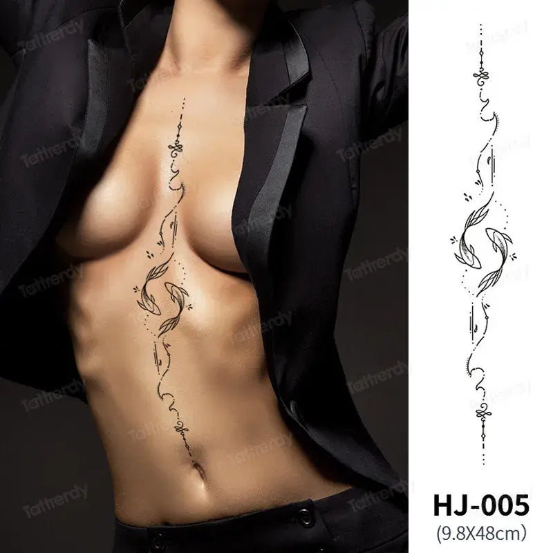 Butterfly Text Rose Flower Temporary Tattoo Stickers Long Lasting 2 Weeks Herbal Juice Ink Body Art Back Leg Chest Tattoo Women