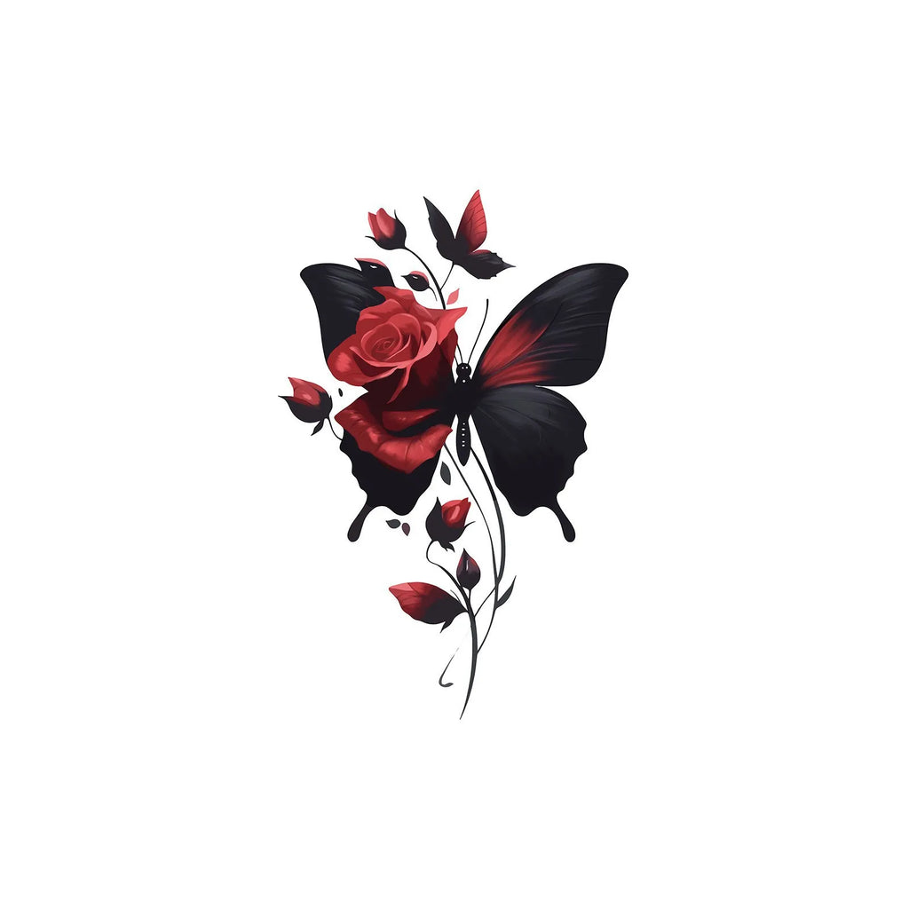 Temporary Tattoo Sticker, Exquisite Butterfly and Rose Design, Realistic Temporary Tattoo, Waterproof Body Art Sticker for Women